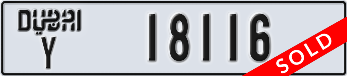 dubai License Plate Number 18116 Code Y
