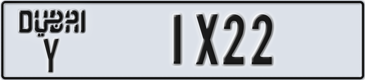 dubai License Plate Number 1X22 Code Y