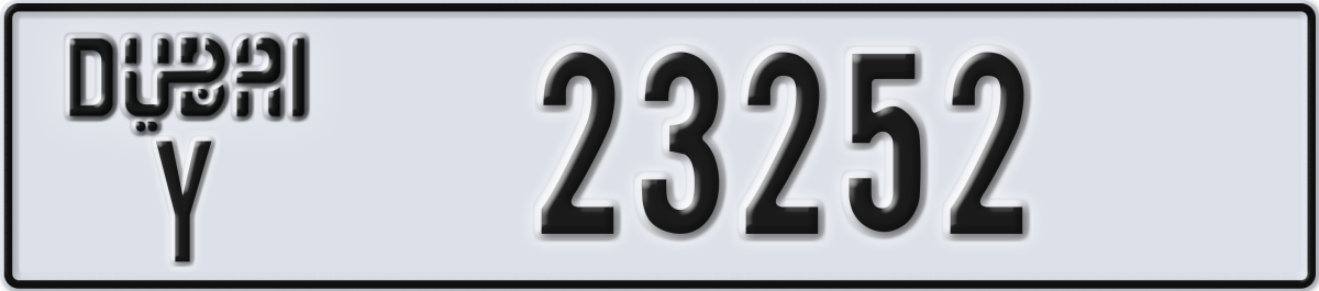 dubai License Plate Number 23252 Code Y