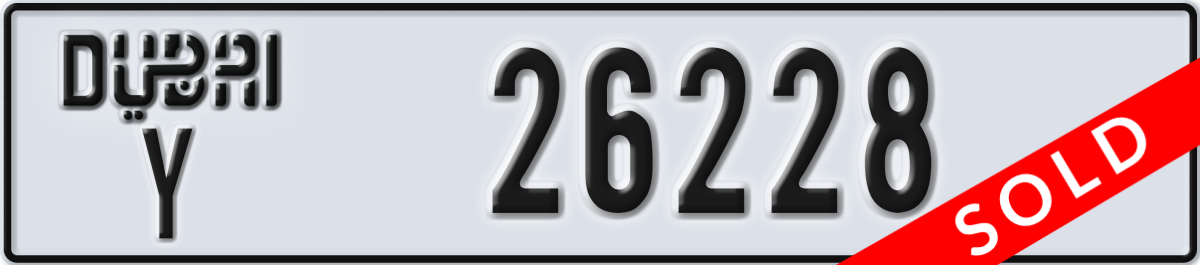 dubai License Plate Number 26228 Code Y