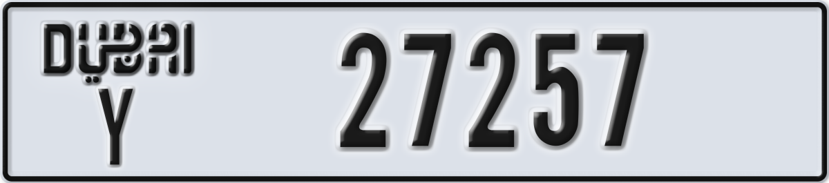 dubai License Plate Number 27257 Code Y
