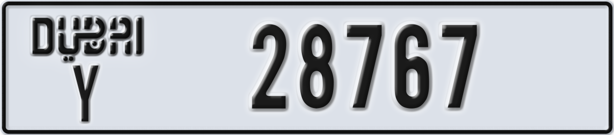 dubai License Plate Number 28767 Code Y