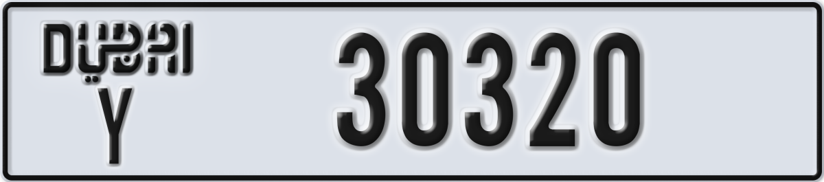 dubai License Plate Number 30320 Code Y