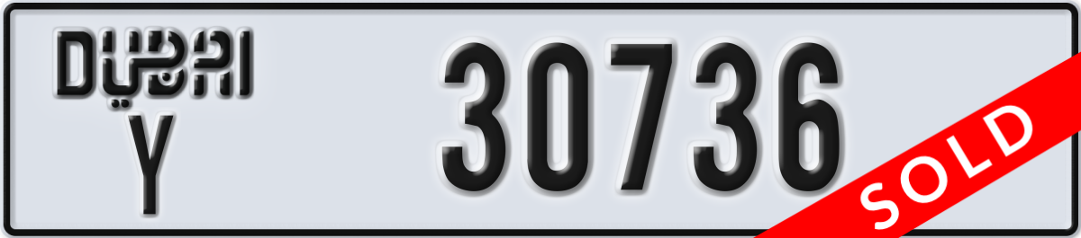 dubai License Plate Number 30736 Code Y