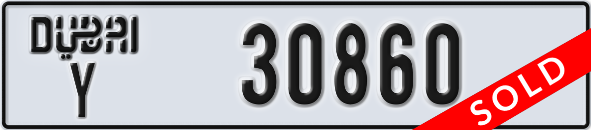 dubai License Plate Number 30860 Code Y