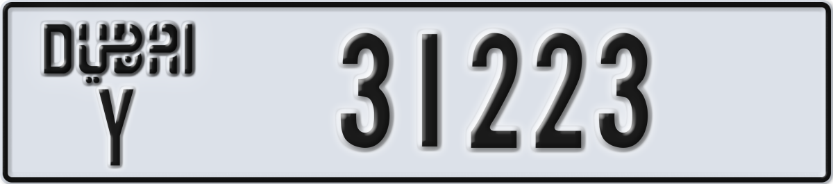 dubai License Plate Number 31223 Code Y