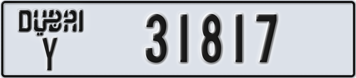 dubai License Plate Number 31817 Code Y