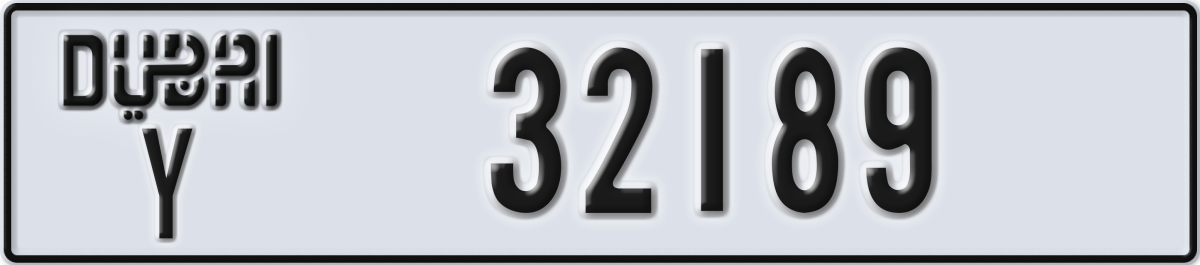 dubai License Plate Number 32189 Code Y
