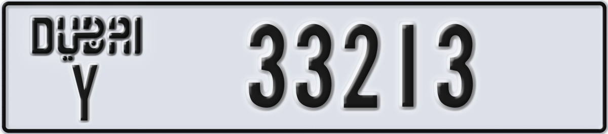 dubai License Plate Number 33213 Code Y