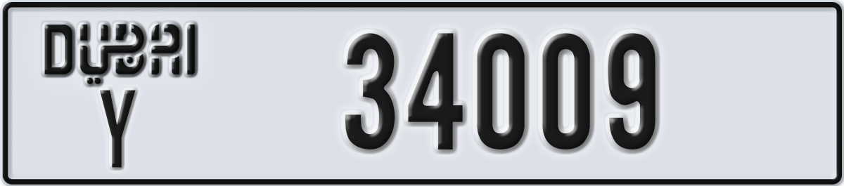 dubai License Plate Number 34009 Code Y