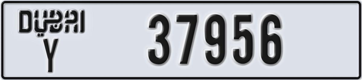 dubai License Plate Number 37956 Code Y