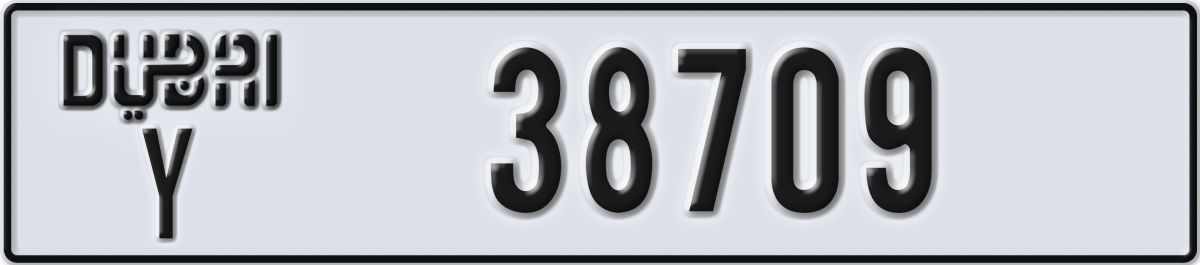 dubai License Plate Number 38788 Code Y