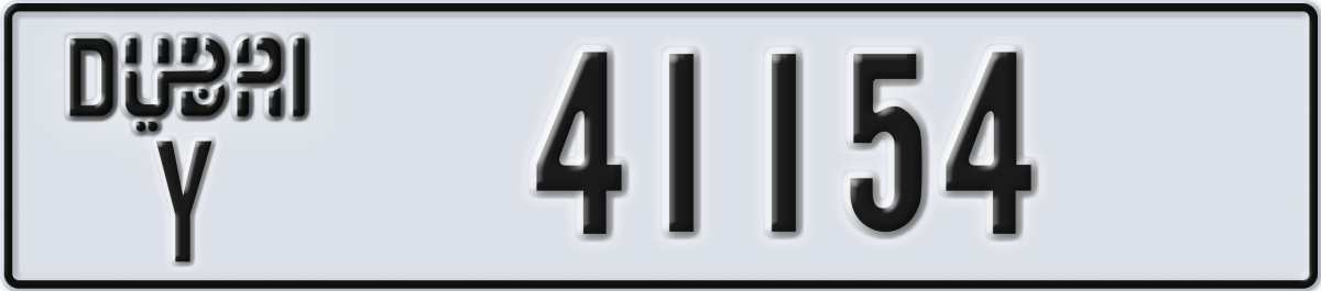dubai License Plate Number 41154 Code Y