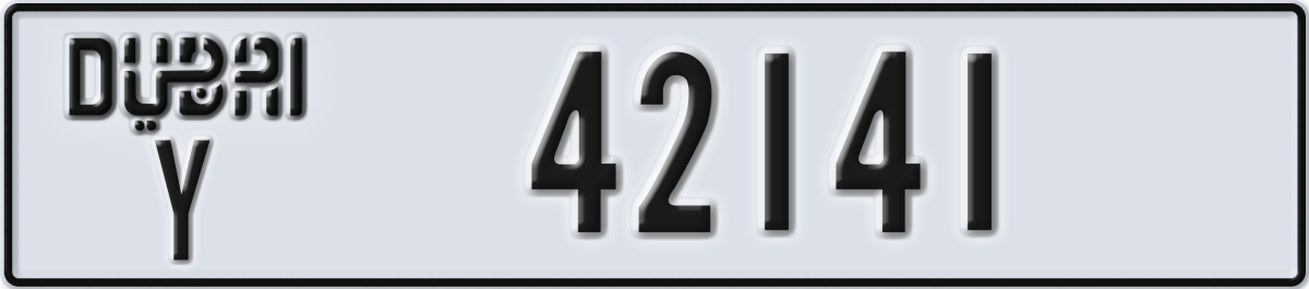 dubai License Plate Number 42141 Code Y
