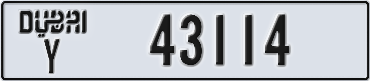 dubai License Plate Number 43114 Code Y