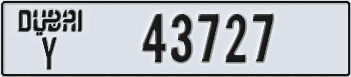 dubai License Plate Number 43727 Code Y