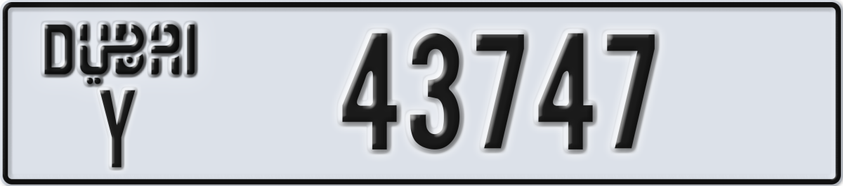 dubai License Plate Number 43747 Code Y