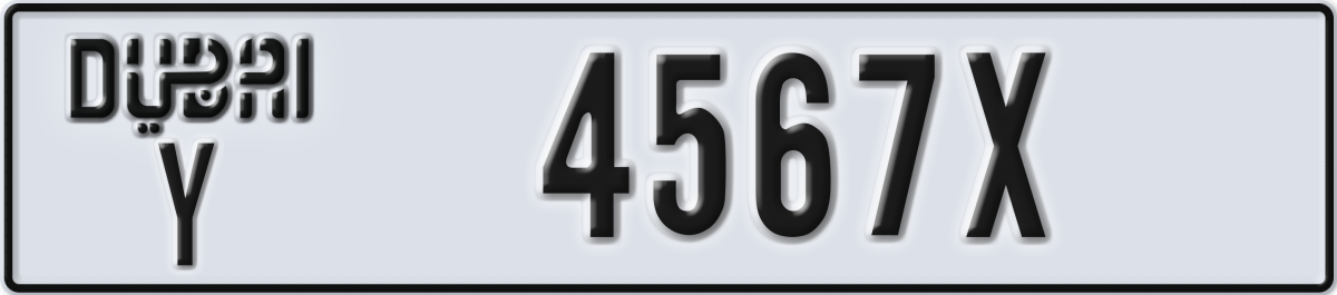 dubai License Plate Number 4567X Code Y