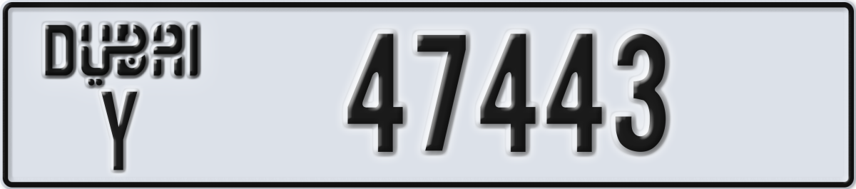 dubai License Plate Number 47443 Code Y