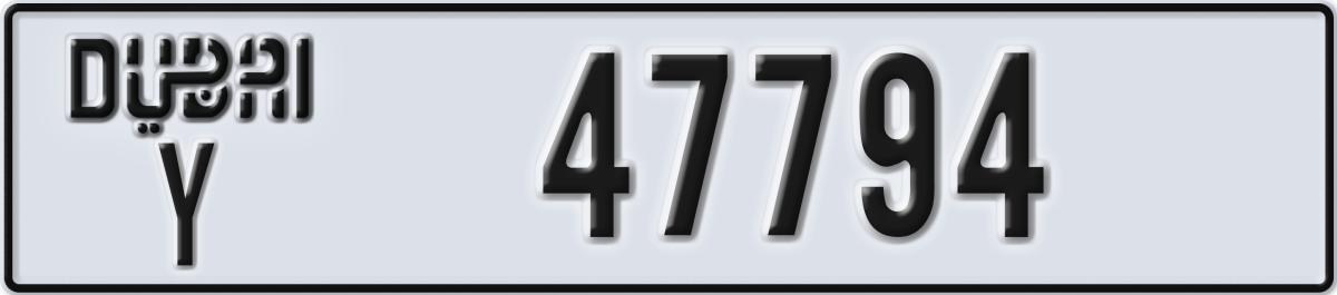 dubai License Plate Number 47794 Code Y