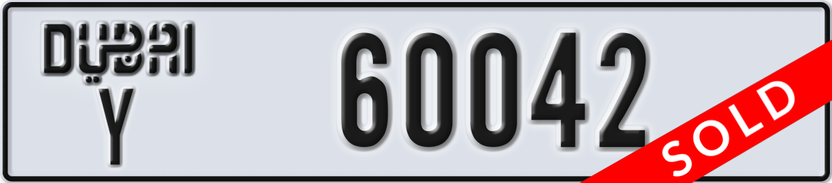 dubai License Plate Number 60042 Code Y