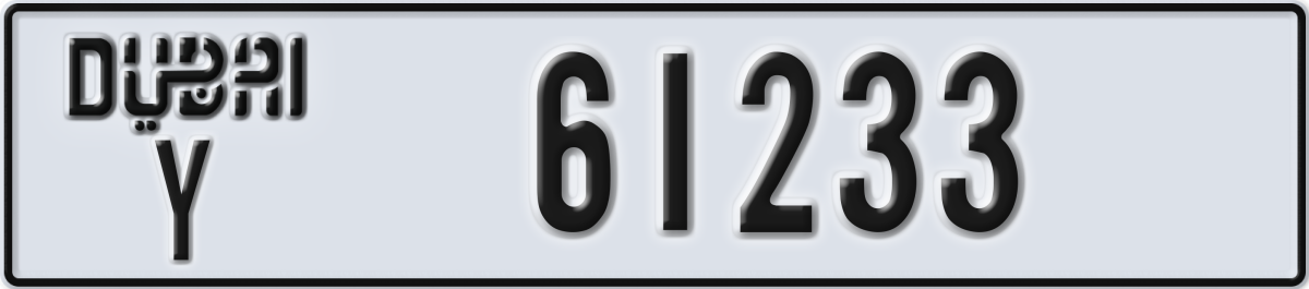 dubai License Plate Number 61233 Code Y