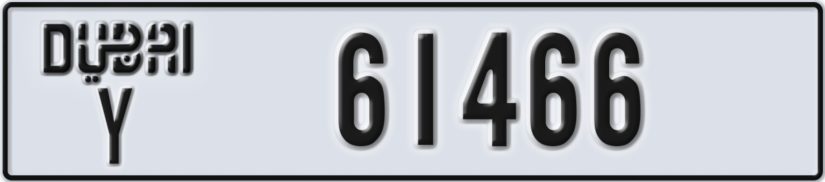 dubai License Plate Number 61466 Code Y