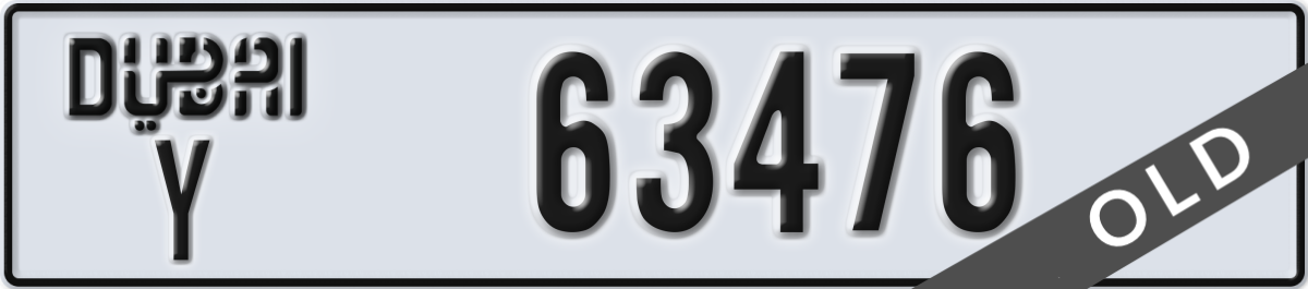 dubai License Plate Number 63476 Code Y