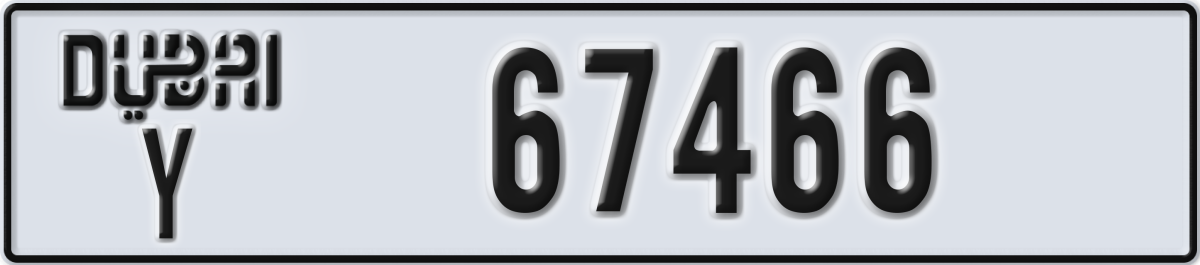 dubai License Plate Number 67466 Code Y