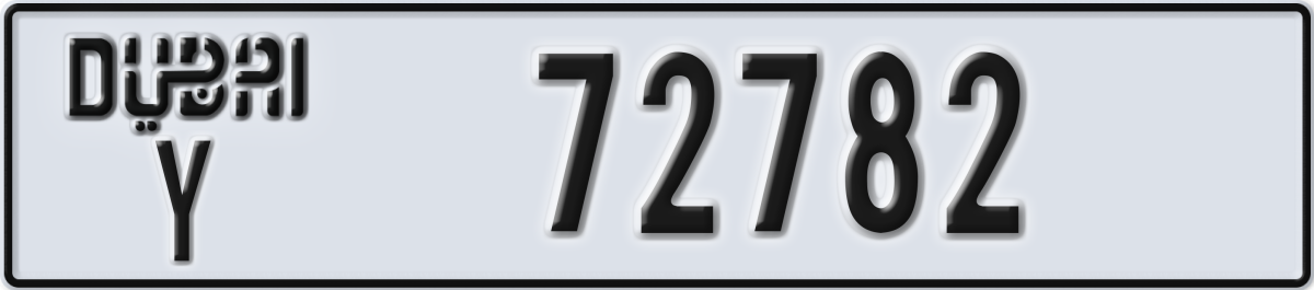 dubai License Plate Number 72782 Code Y