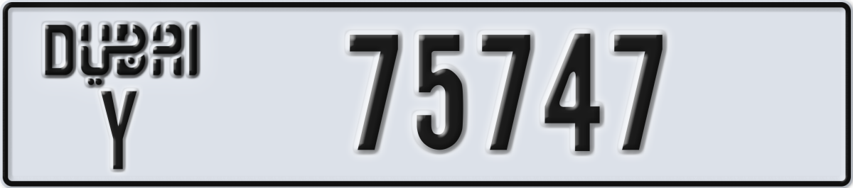 dubai License Plate Number 75747 Code Y