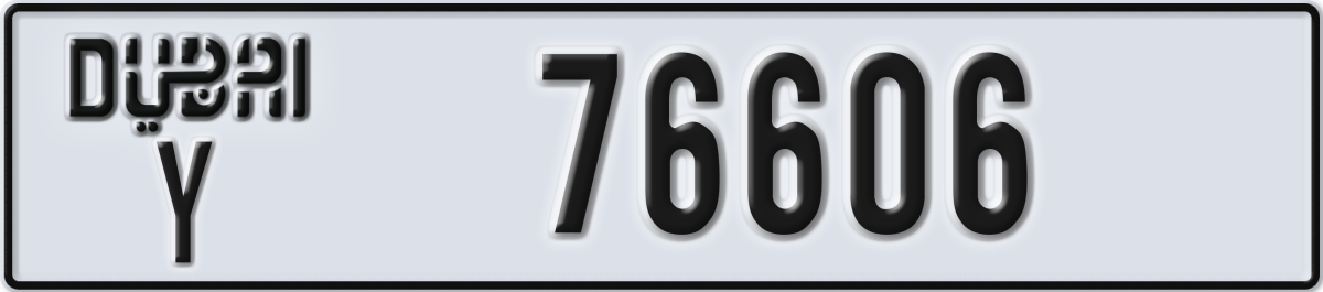 dubai License Plate Number 76606 Code Y