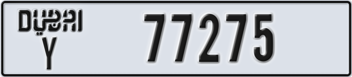dubai License Plate Number 77275 Code Y