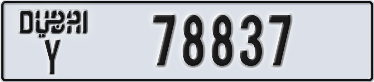 dubai License Plate Number 78837 Code Y