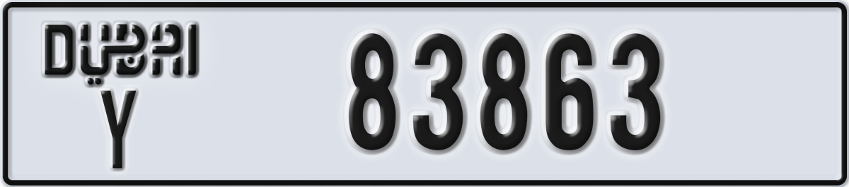 dubai License Plate Number 83863 Code Y