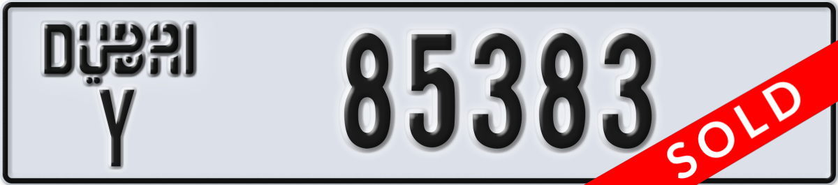 dubai License Plate Number 85383 Code Y