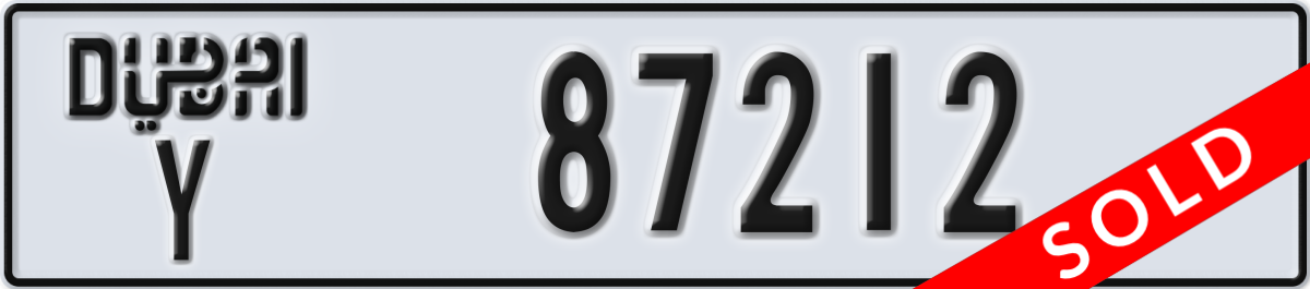 dubai License Plate Number 87212 Code Y