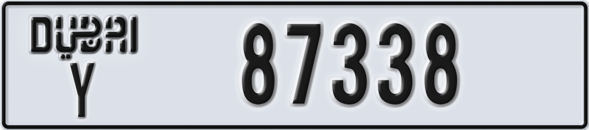 dubai License Plate Number 87338 Code Y