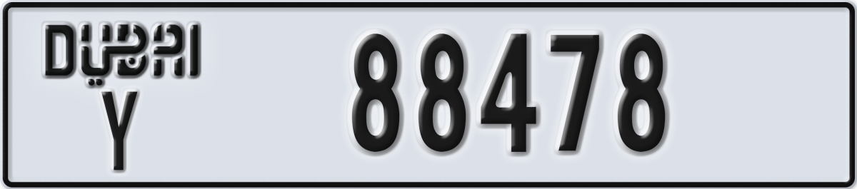 dubai License Plate Number 88478 Code Y