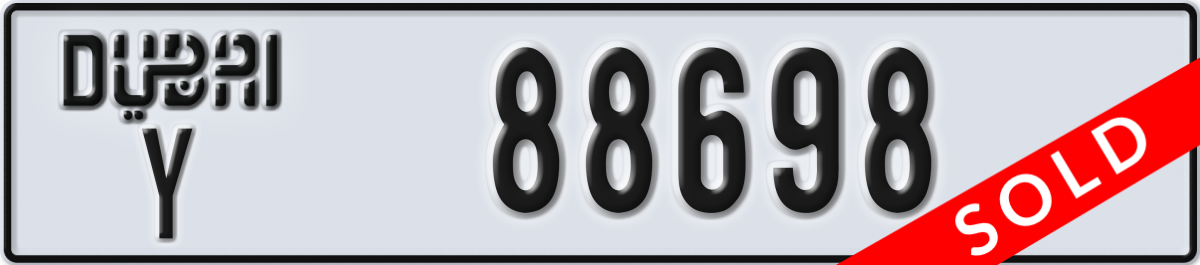 dubai License Plate Number 88698 Code Y