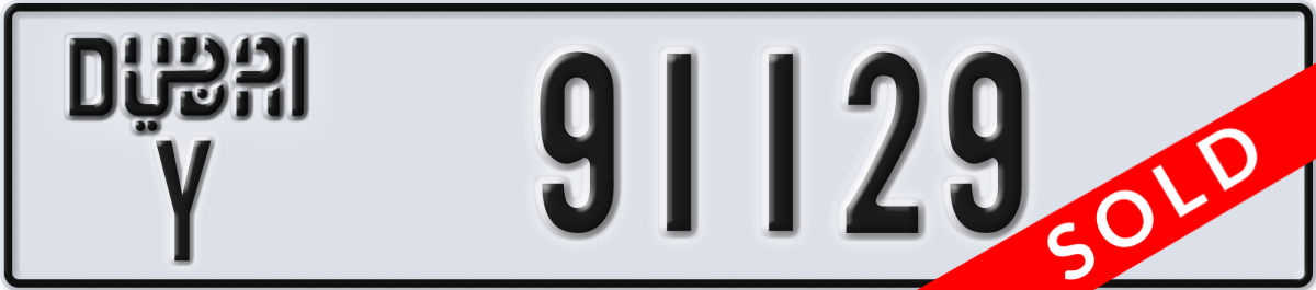 dubai License Plate Number 91129 Code Y
