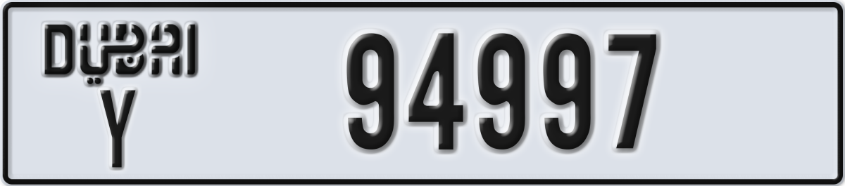 dubai License Plate Number 94997 Code Y