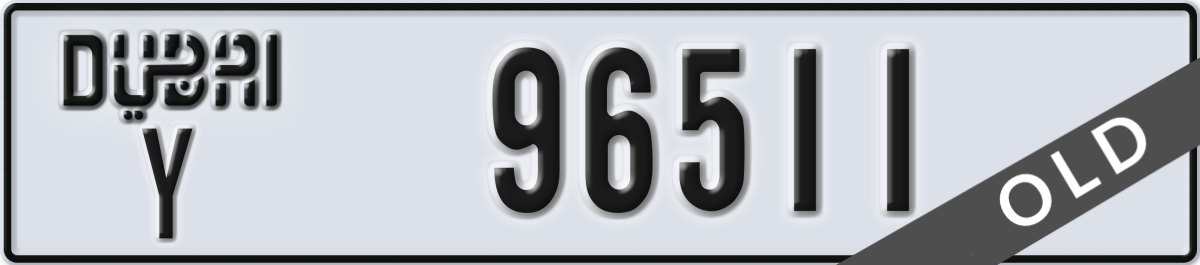 dubai License Plate Number 96511 Code Y