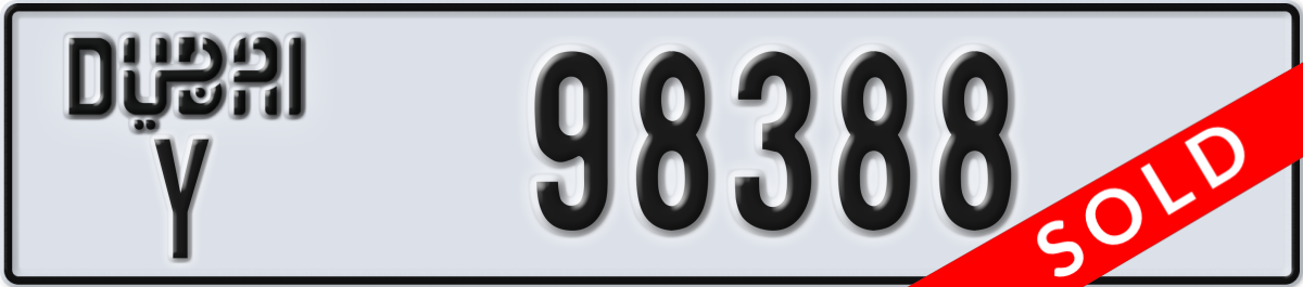 dubai License Plate Number 98388 Code Y