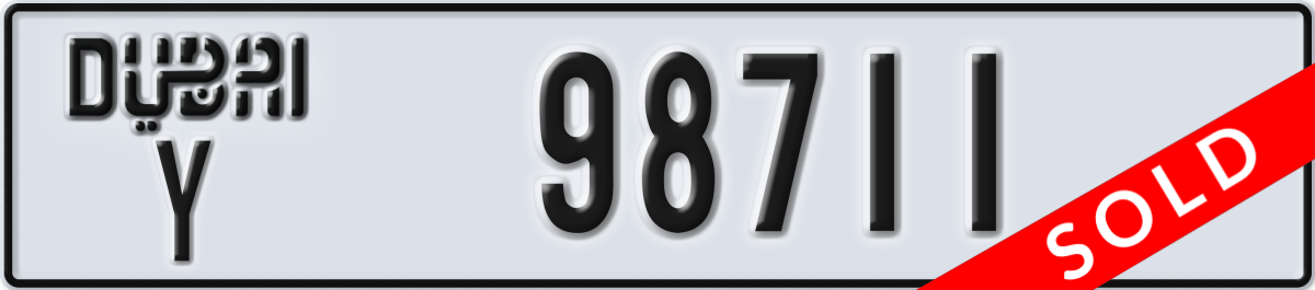 dubai License Plate Number 98711 Code Y