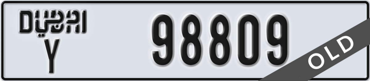 dubai License Plate Number 98809 Code Y