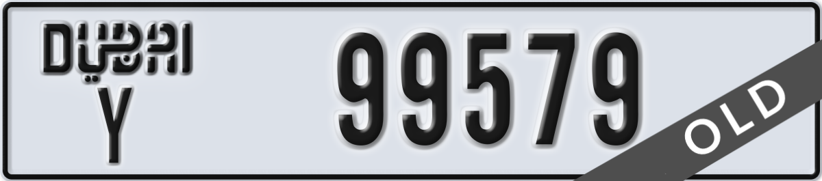 dubai License Plate Number 99579 Code Y