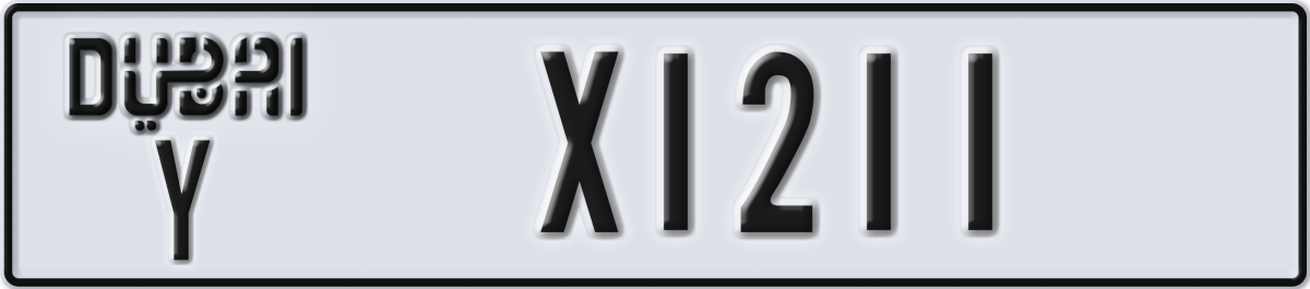 dubai License Plate Number X1211 Code Y