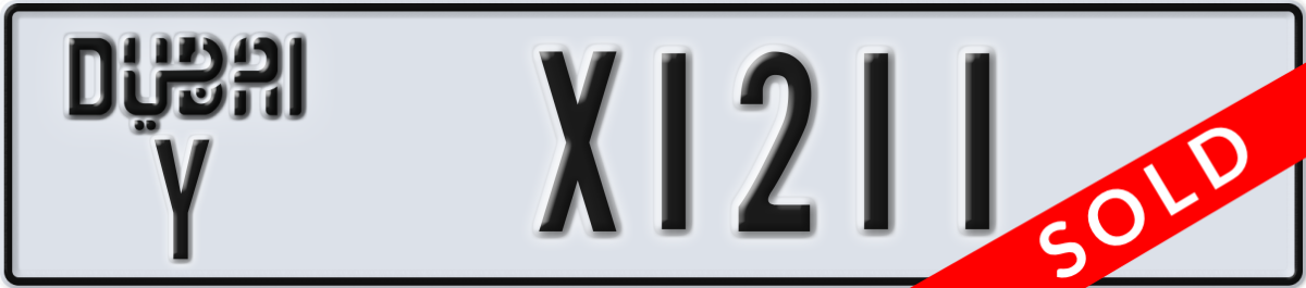 dubai License Plate Number X1211 Code Y