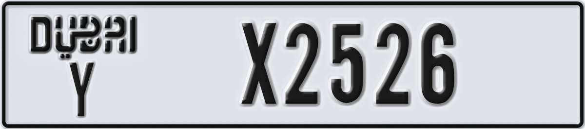 dubai License Plate Number X2526 Code Y